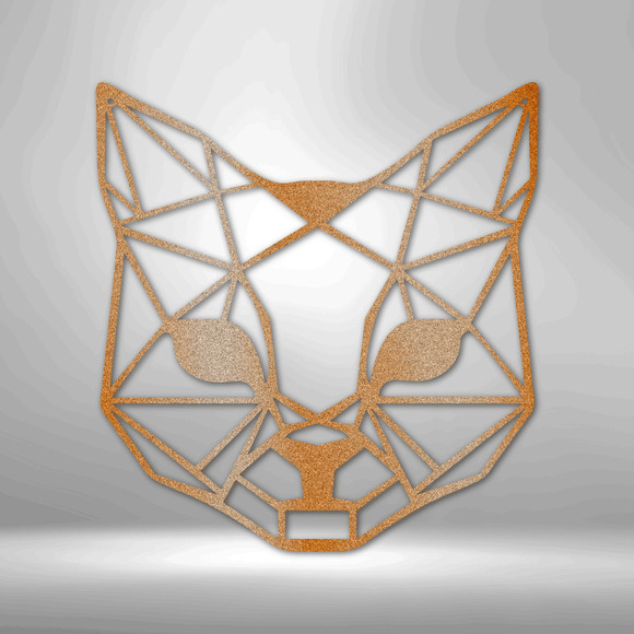 Geometric Cat Steel Sign Laser Cut Powder Coated Home & Office Metal Wall Decor
